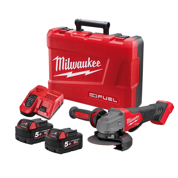 18V 125mm FUEL Angle Grinder with Deadman Paddle Switch Kit M18FAG125XPD-502C by Milwaukee