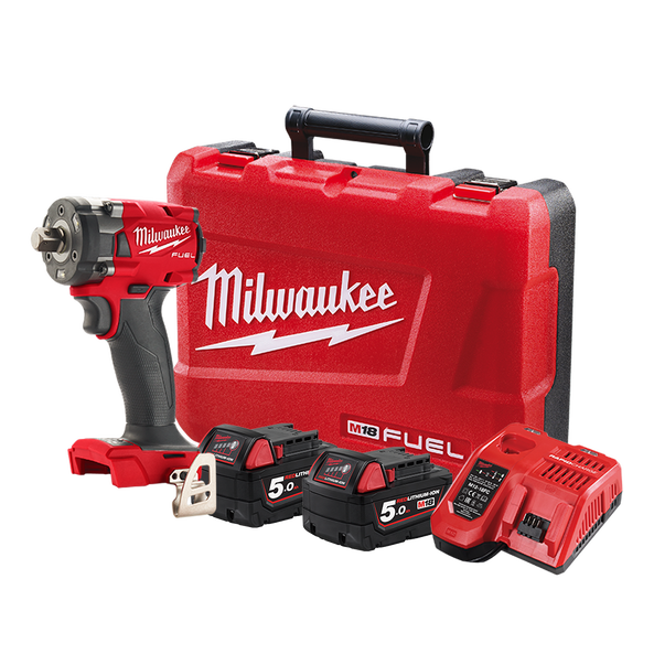 18V 1/2" FUEL Compact Impact Wrench with Pin Detent Kit M18FIW2P12-502C by Milwaukee