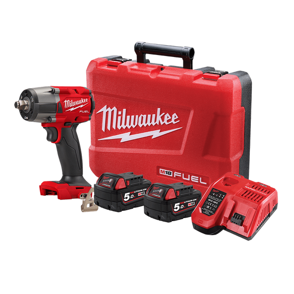 18V 1/2" FUEL Mid-Torque Impact Wrench With Friction Ring Kit M18FMTIW2F12-502C by Milwaukee