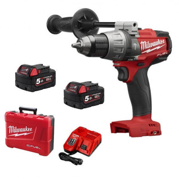 18V 2 x 5.0Ah Cordless Brushless 13mm Hammer Drill / Driver Kit M18FPD3502C by Milwaukee