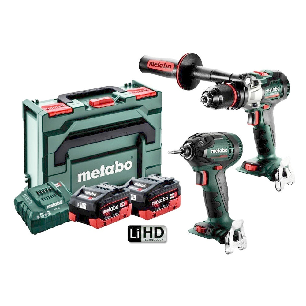 18V 4.0Ah 2Pce Brushless Hammer Drill + Impact Driver Combo Kit MET18BL2MB2HD4.0AA AU68201640 by Metabo