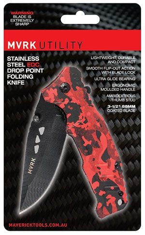 Folding Pocket Knife Camo Red 1010-CAMOR by Maverick Tools