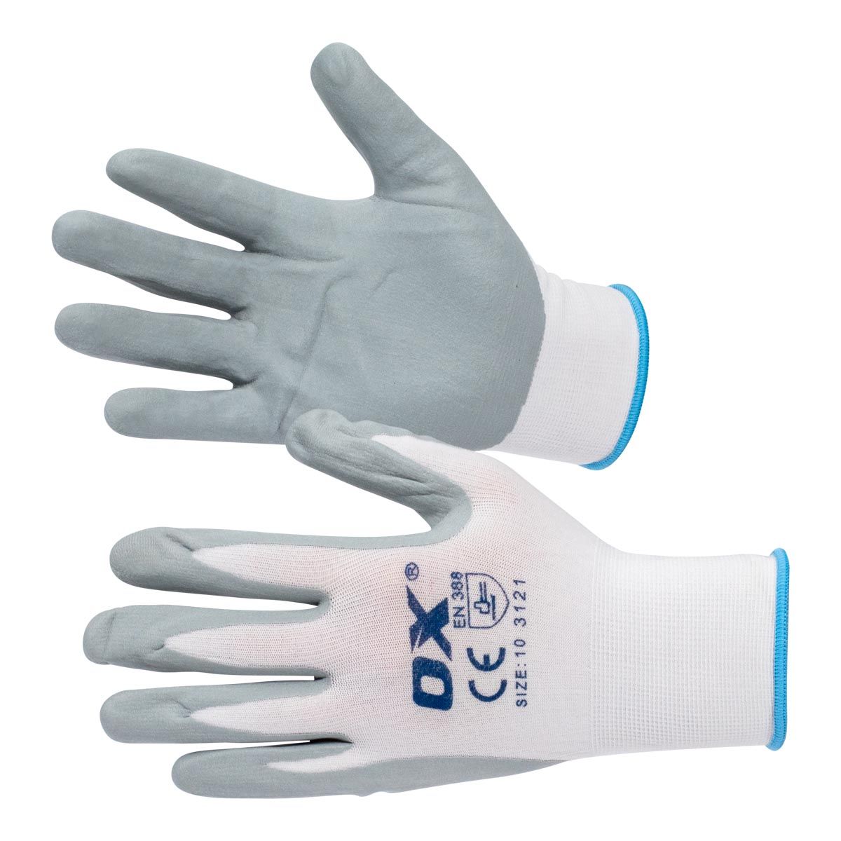 Nylon Lined Nitrile Gloves OX-S481410 by OX Tools
