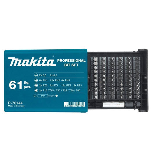 61Pce Pro Screwdriver Bit Set P-70144 by Makita