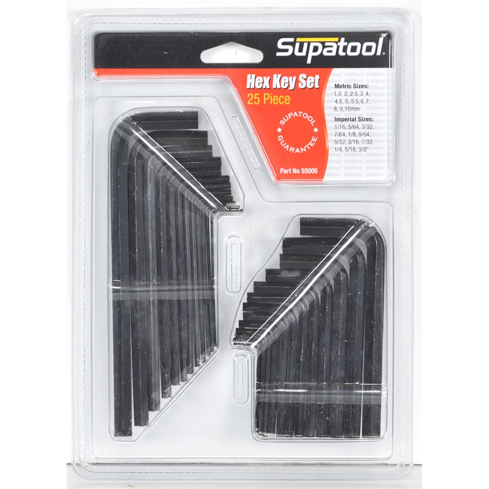 25Pce Metric & Imperial Hex Key Set S5005 by Supatool