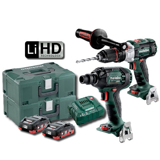 18V 4.0Ah Hammer Drill + 300NM Impact Wrench Combo Kit SBSSW300BLMHD4.0 by Metabo