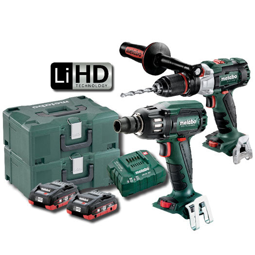 18V 4.0Ah Hammer Drill + 400NM Impact Wrench Combo Kit SBSSW400BLMHD4.0 by Metabo