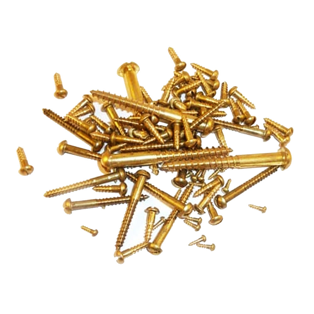 1G x 13mm (1/2") Solid Brass Slotted Round Head Wood Screws (100Pce) SBWS14