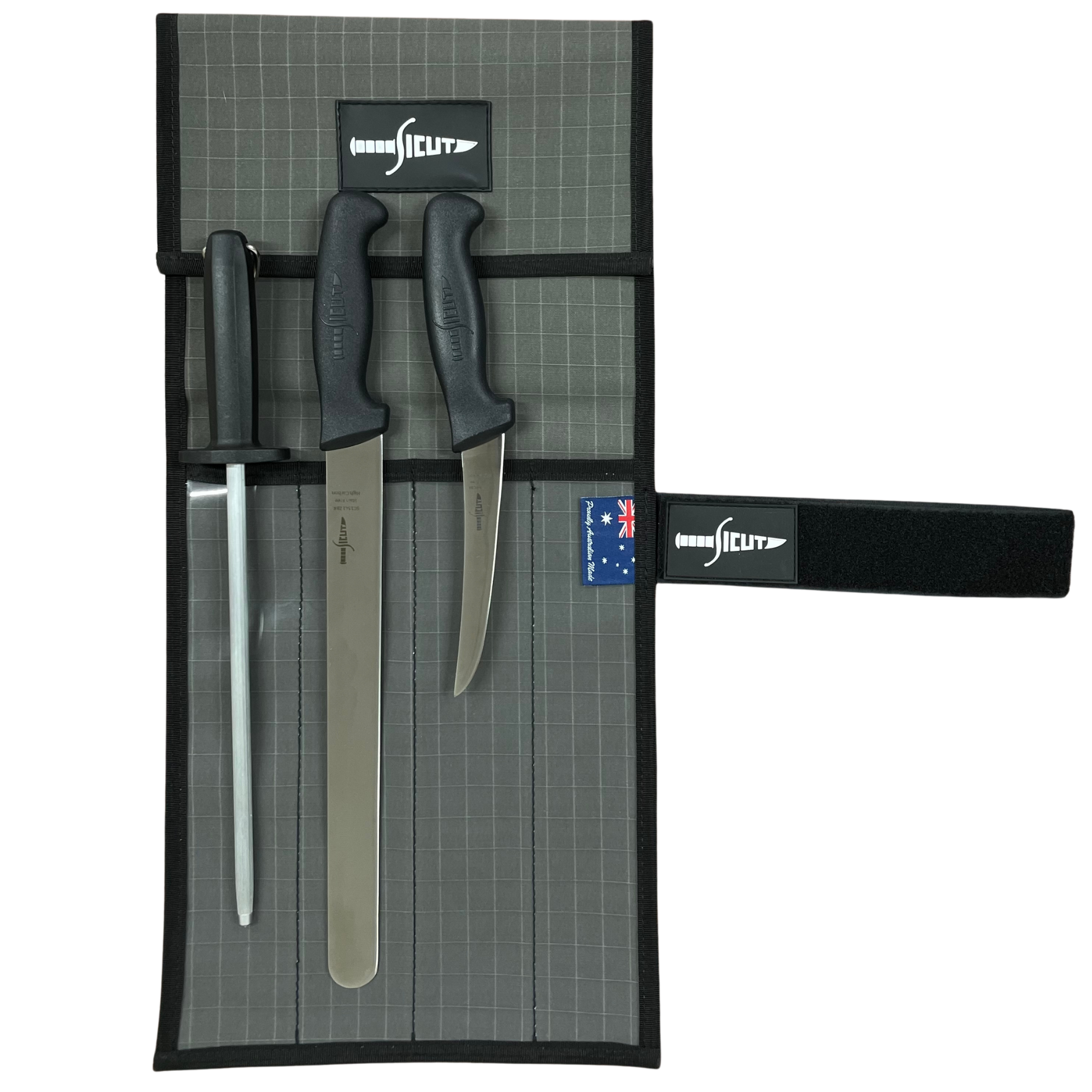 3Pce Deckie Package Black Handle Knife Set SCKPDKBK by AOS