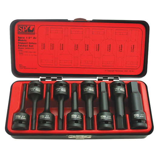 9Pce 1/2" Drive In Hex Metric Impact Socket Set SP20370 By SP Tools