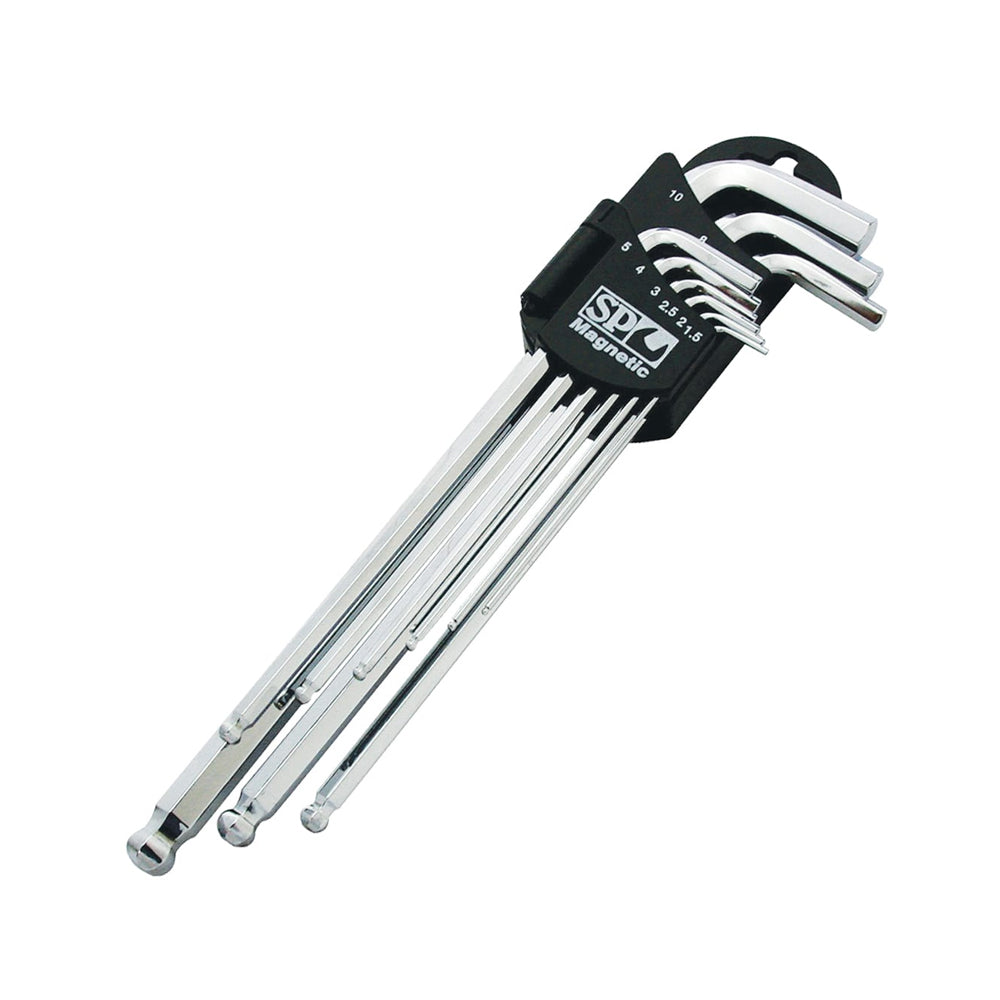 9Pce Magnetic Ball Drive Metric Hex Key Set SP34511 by SP Tools