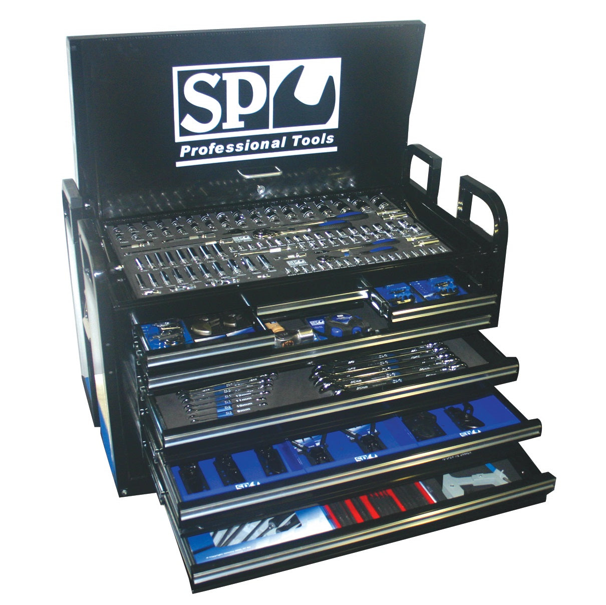406Pce 7 Drawer Tool Chest (with Tools) Kit Metric / Imperial Black SP50115W by SP Tools