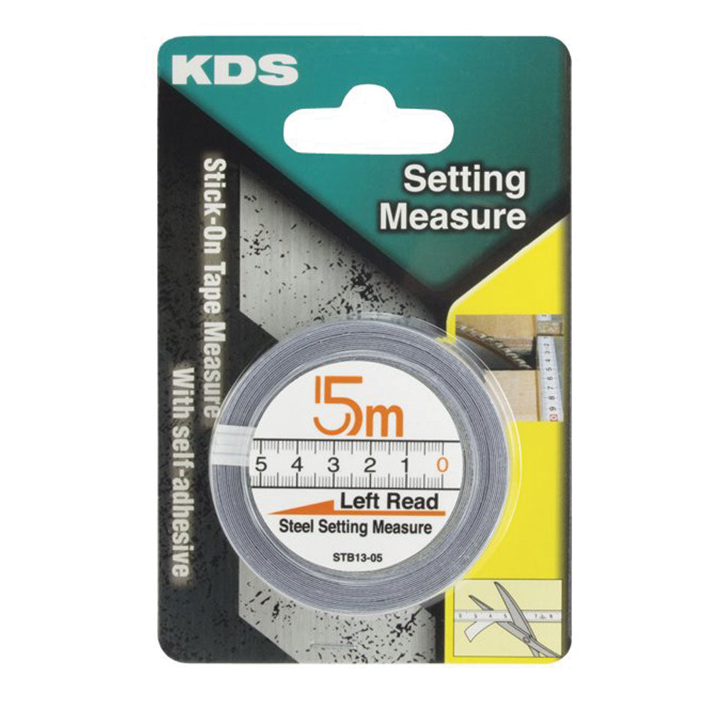 5m Left Read (Right to Left) Stick-On Advesive Bench Tape Measure STB13-05BP by KDS