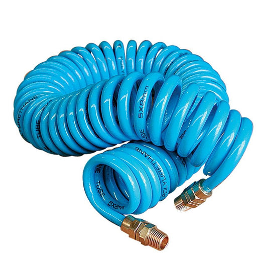 8mm x 15m Coiled Air Hose with BSP Style Air Fittings SX-815 by Scorpion