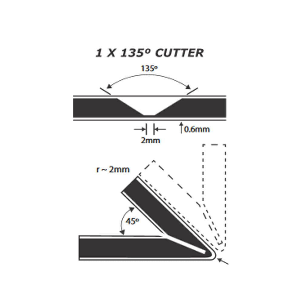 Tungsten Carbide Cutter for 45Â° Sheet Bend in Aluminium Composite Panels TC13545F by TruaCut
