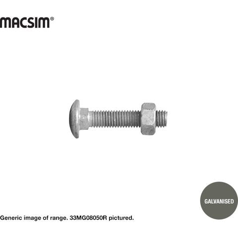 0-50pc Cup Head & Nut 8mm x 40mm Galvanized 33MG08040R by Macsim