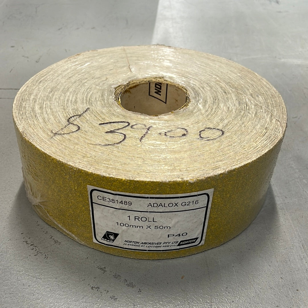 *Shop-Soiled* 100mm x 50m 40G Roll of Abrasive CE381489 by Norton